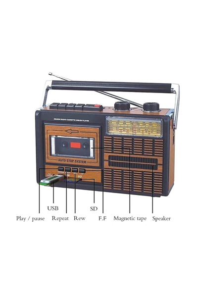 Usb fm radyo kaset çalar gri renk 2 yıl garantili nostaljik müzik kutusu - Elektronik