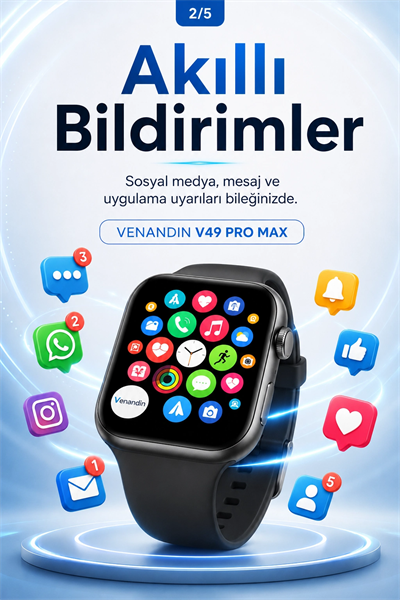 Uygulama Bildirimli Dokunmatik Akıllı Saat Kablosuz Şarjlı Şık Tasarımlı Model