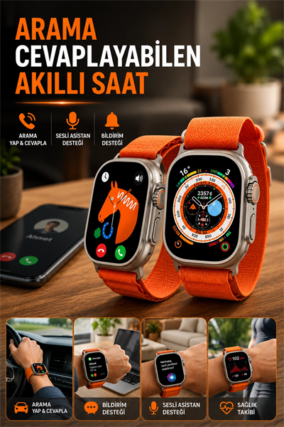 Uyku ve Nabız Takipli, Wireless Şarjlı Akıllı Saat Android ve iOS Uyumlu