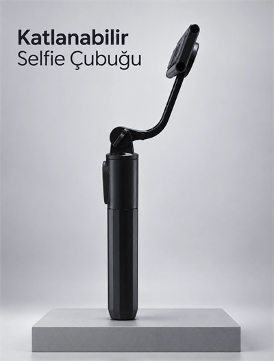 Uzaktan Fotoğraf Çekimi İçin Döndürülebilir Telefon Tutuculu Selfie Çubuğu