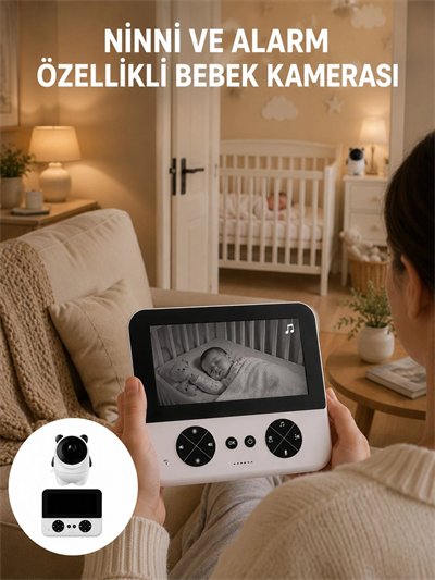 Uzaktan Kontrollü HD Bebek Kamerası Zoom ve Sıcaklık Sensörlü Yeni Nesil
