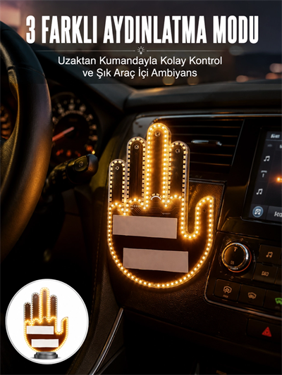 Uzaktan Kumandalı El Orta Parmak Led Araç Camına Özel Yeni Nesil