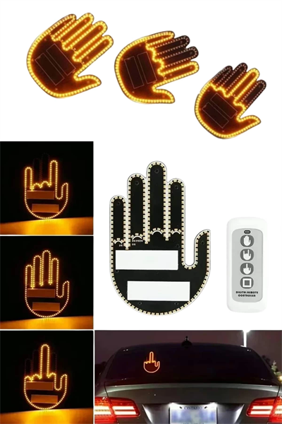 Uzaktan Kumandalı El Orta Parmak Led Araç Camına Özel