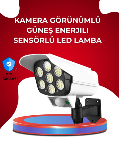 Uzaktan Kumandalı Güneş Enerjili LED Güvenlik Lambası Kamera Tipi Hareket Sensörlü