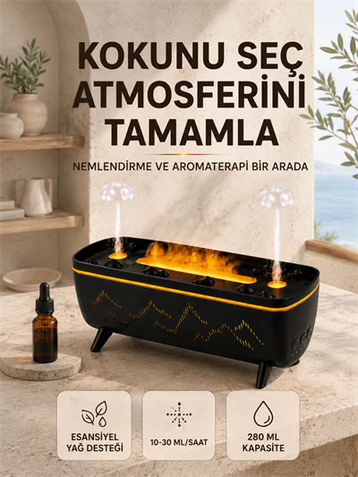 Uzaktan Kumandalı Hava Nemlendirici Aromaterapi Difüzörü 2 4 8 Saat Zamanlayıcılı Siyah