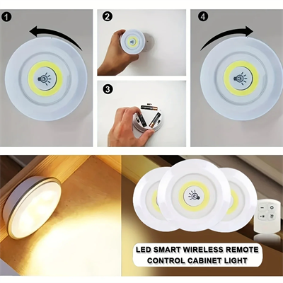 Uzaktan Kumandalı Yapışkanlı 3'lü Led Spot Lamba Bx40