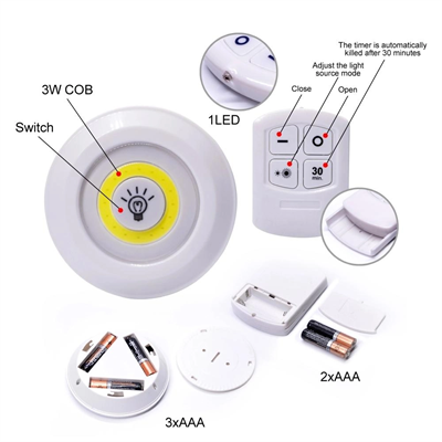 Uzaktan Kumandalı Yapışkanlı Kablosuz Pilli Led 3’lü Bx40
