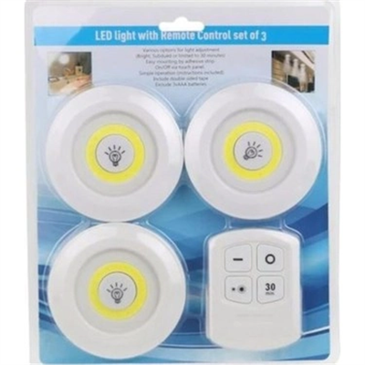 Uzaktan Kumandalı Yapışkanlı Kablosuz Pilli Led 3’lü Bx40