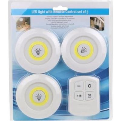 Uzaktan Kumandalı Yapışkanlı Kablosuz Pilli LED 3’lü (3936)