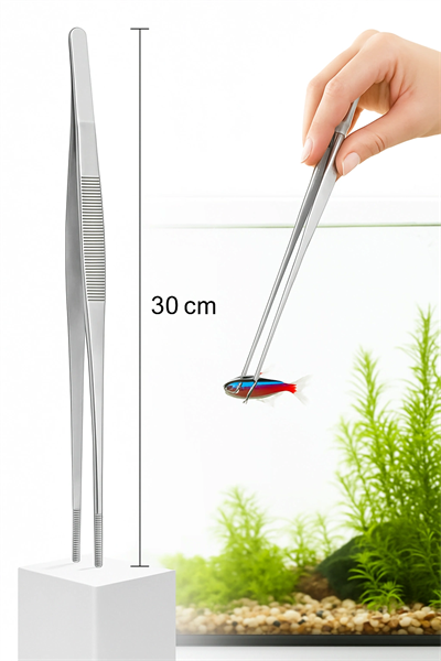 Uzun 30 Cm Çelik Cımbız - Akvaryum Maşası