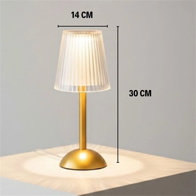 Uzun Klasik Çizgili Model Led Masa Lambası – Dokunmatik, 3 Renk Işık Modlu, Şarjlı Dekoratif Gece Lambası Bx40