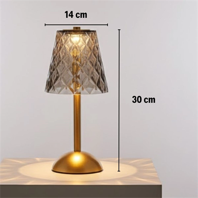 Uzun Klasik Gri Baklava Model Led Masa Lambası – Dokunmatik, 3 Renk Işık Modlu, Şarjlı Dekoratif Gece Lambası Bx40