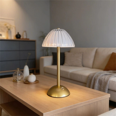 Uzun Mantar çizgili Model Led Masa Lambası – Dokunmatik, 3 Renk Işık Modlu, Şarjlı Dekoratif Gece Lambası Bx40