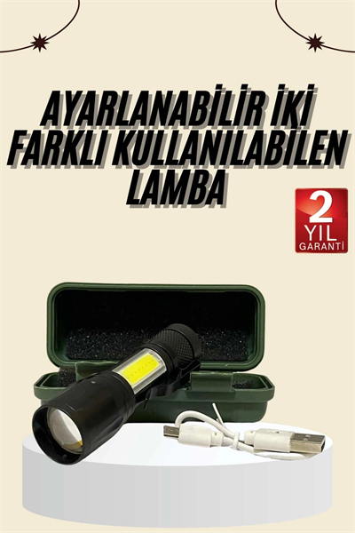 Uzun Menzilli Şarjlı El Feneri Uzun Ömürlü Led Işık Lamba