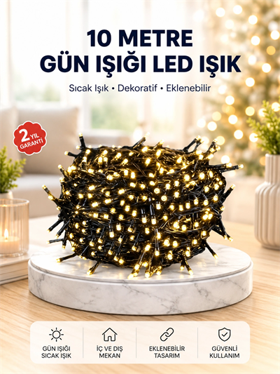 Uzun Ömürlü LED Teknolojili 10 Metre Şık Işıklı Süsleme Seti