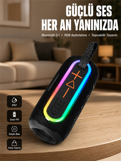 Uzun Pil Ömürlü Bluetooth 5.1 Hoparlör Yeni Nesil