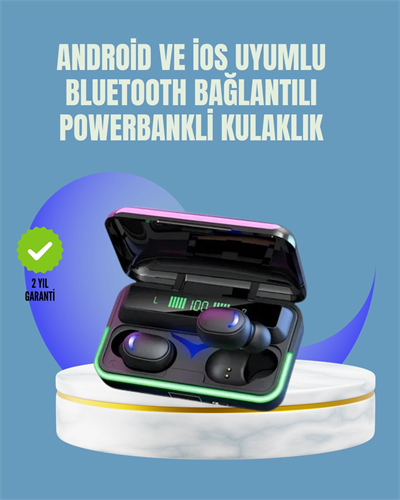 Uzun Pil Ömürlü E10 Powerbank Bluetooth Kulaklık LED Gösterge