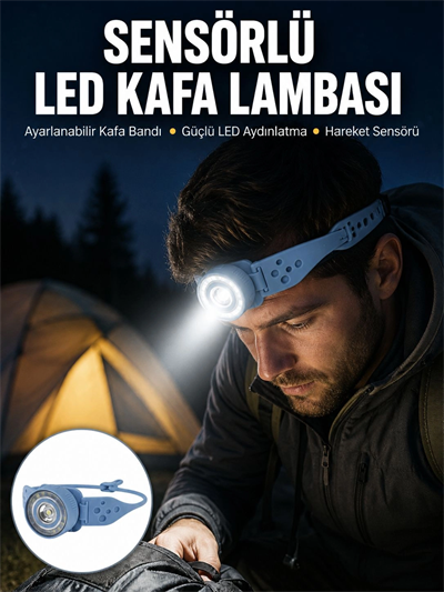 Uzun Pil Ömürlü Kamp ve Dağcılık Kafa Lambası Yeni Nesil