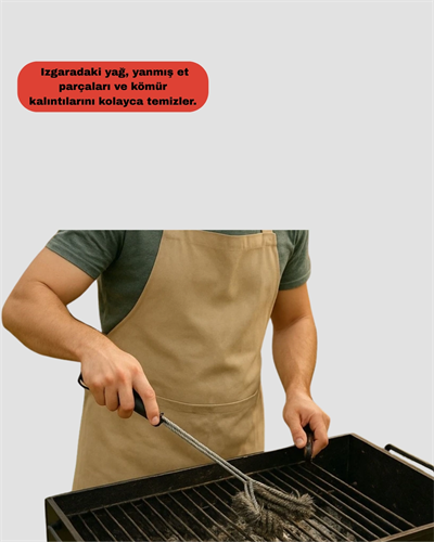 Uzun Saplı Izgara Temizleme Fırçası Çelik Telli