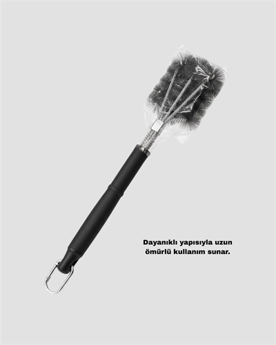 Uzun Saplı Izgara Temizleme Fırçası Çelik Telli