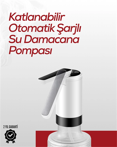 Uzun Şarj Süreli Su Pompası | Tek Tuşla Başlat/Durdur | Cam Damacana Uyumlu | Enerji Tasarruflu 4W Güç