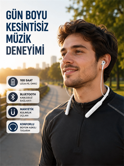Uzun Süre Dayanıklı Manyetik Başlıklı Bluetooth Kulaklık