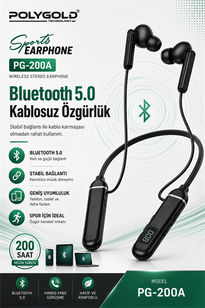 Uzun Süre Kullanımlı Kablosuz Kulak İçi Spor Kulaklık Stereo Ses Mikrofonlu
