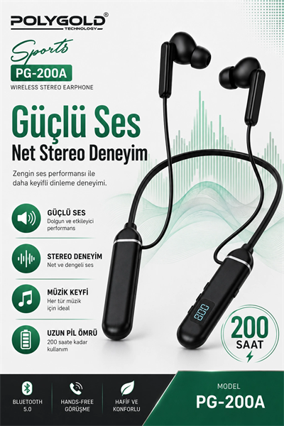 Uzun Süre Kullanımlı Kablosuz Kulak İçi Spor Kulaklık Stereo Ses Mikrofonlu