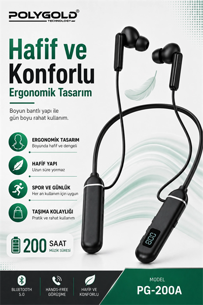 Uzun Süre Kullanımlı Kablosuz Kulak İçi Spor Kulaklık Stereo Ses Mikrofonlu