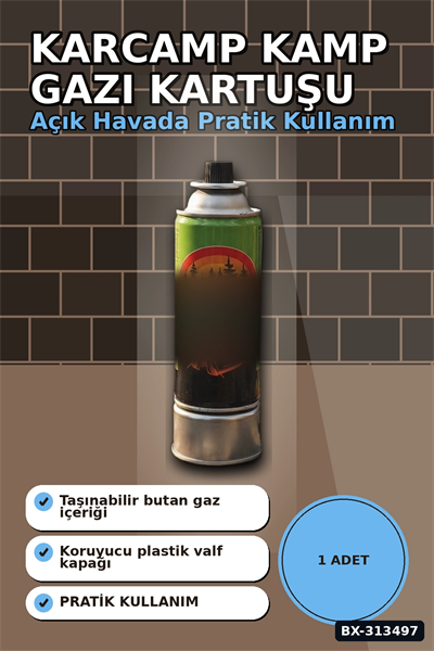 Valfli Standart 220 g Kamp Ocağı Kartuşu - 1 Adet Taşınabilir Doğa Gazı BX-313497