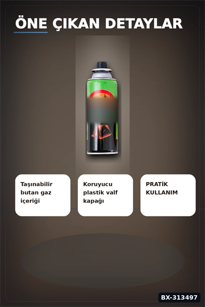 Valfli Standart 220 g Kamp Ocağı Kartuşu - 1 Adet Taşınabilir Doğa Gazı BX-313497