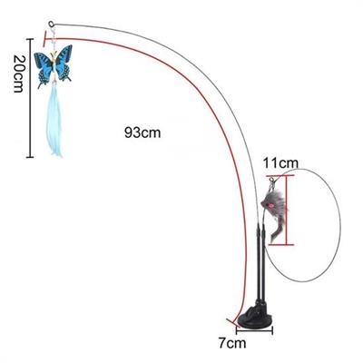 Vantuzlu Tüylü Zilli Olta Kedi Oyuncağı (3936)