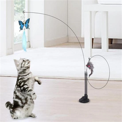 Vantuzlu Tüylü Zilli Olta Kedi Oyuncağı Bx40
