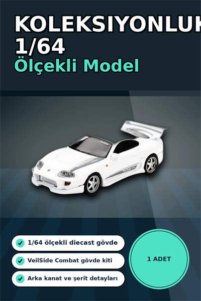 VeilSide Combat Beyaz 1/64 Diecast Toyota Supra Model Araba - Mini Koleksiyonluk BX-313383