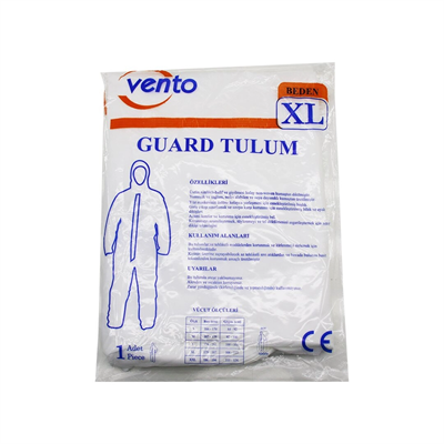Vento Xl Guard Koruyucu Tulum Beyaz - Hafif - Non-woven Kumaş Boy: 179-187cm - Göğüs: 108-115cm Bx40