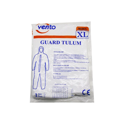 Vento Xl Guard Koruyucu Tulum Beyaz - Hafif - Non-woven Kumaş Boy: 179-187cm - Göğüs: 108-115cm Bx40