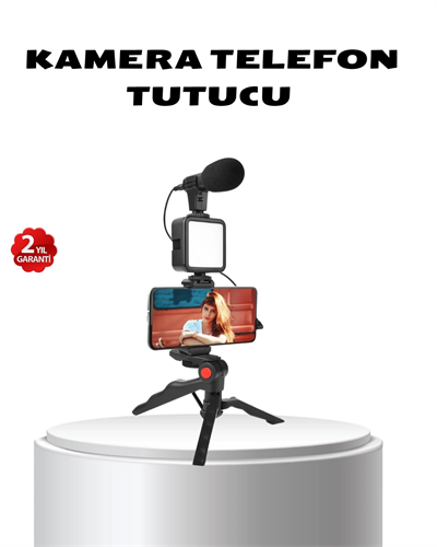 Video Çekim Kiti Tripod LED Işık Harici Mikrofon ve Bluetooth Kumanda Seti