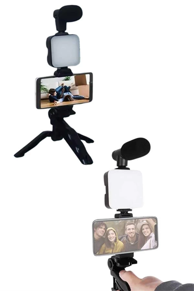 Video Making Kit Telefon Tutucu Vlog Video Mini Led Işıklı