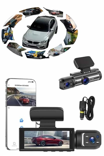 Video ve Fotoğraf Kaydedici Sürüş Kamerası Ön ve Arka Çift Kameralı