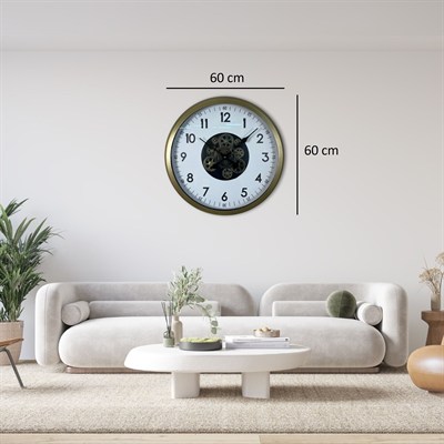 Vintage 60 Cm Çarklı Modern Duvar Saati
