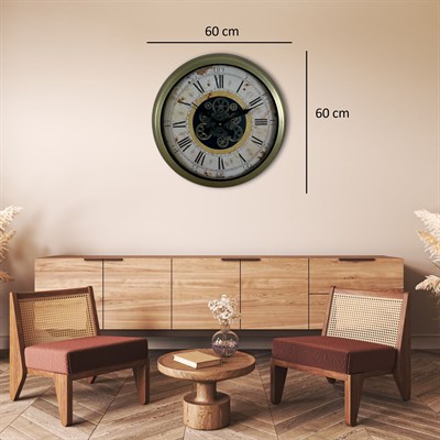 Vintage Aurea 60 Cm Çarklı Duvar Saati