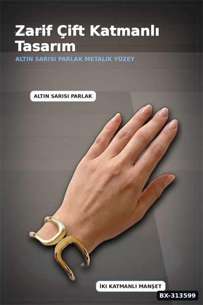 Vintage Manşet Kesim Pirinç Bilezik - Tekli Paket, Kadın Takı Aksesuarı BX-313599