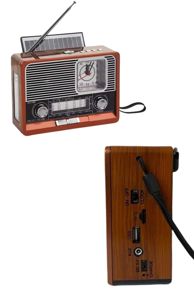 Vintage Nostaljik Radyo AUX USB SD Kart Girişli Şarjlı Bluetooth Bağlantılı