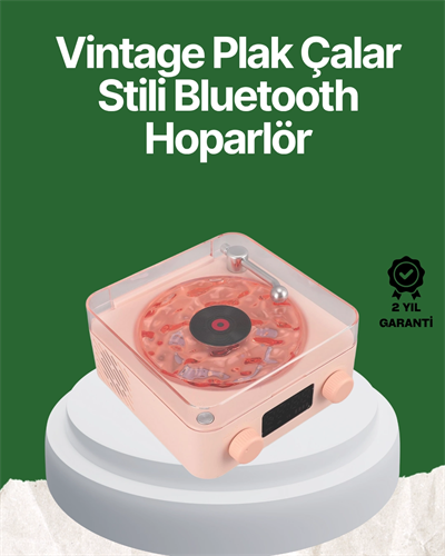 Vintage Tarz Bluetooth Hoparlör – Gece Işığı ve Zaman Göstergeli