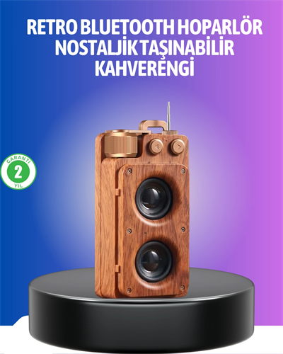 Vintage Tasarımlı Bluetooth Hoparlör Uzun Pil Ömürlü ve FM Destekli