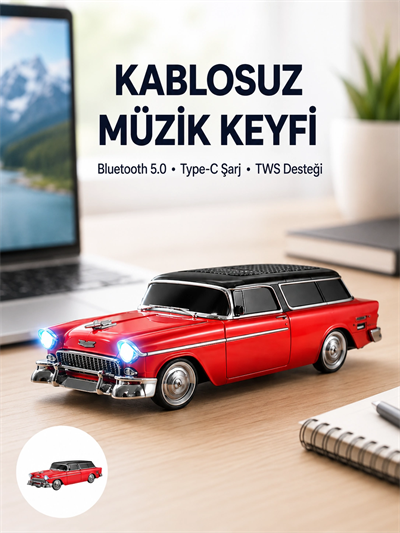 Vintage Tasarımlı LED Işıklı Bluetooth Hoparlör 10W