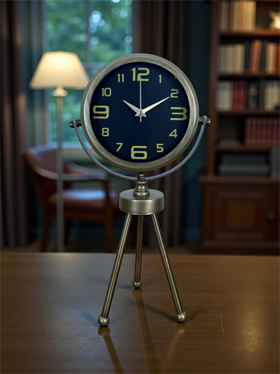 Vintage Tripod Eskitme Metal Üç Ayaklı Masa Saati