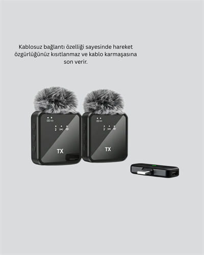 Vlog Podcast ve Röportajlar İçin Kablosuz Çift Yaka Mikrofon