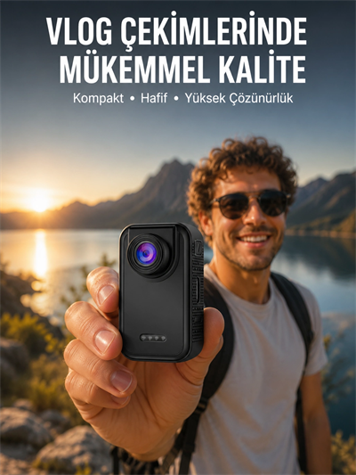 Vlog, Seyahat ve Günlük Video Çekimleri İçin Mini Kamera Yeni Nesil