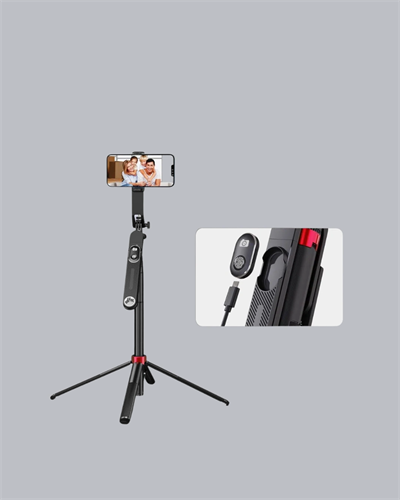 Vlog ve Canlı Yayın İçin Çift Yaka Mikrofonu ve Tripodlu Selfie Çubuğu Seti